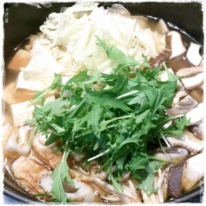 シャキシャキ水菜でキムチ鍋